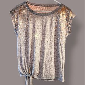 EUC Juicy Couture T-Shirt Tie Hem Metallic Animal Print